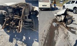 Feci kazada otomobil ikiye ayrıldı