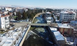 Soğuk hava nedeniyle Gali Çayı buz tuttu