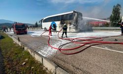 Yolcu otobüsü yandı