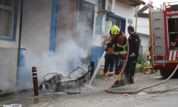 Aydın’da tamir sırasında yanan elektrikli motosiklet küle döndü