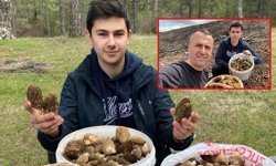 Baba ve oğlunun yüzünü güldüren mantar avı