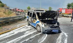 Aydın’da polis aracı yandı