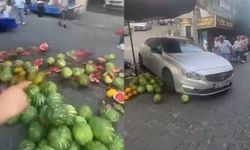 Aydın’da kadın sürücü karpuz tezgahını ezdi