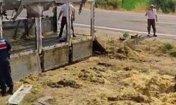 Saman yüklü kamyonet alev aldı