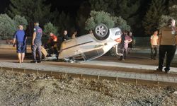 Ters şeride giren araç takla attı