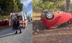 Kuşadası’nda takla atan otomobilde yaralı var