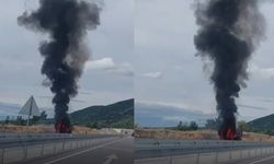 Seyir halindeki kamyonet alev aldı