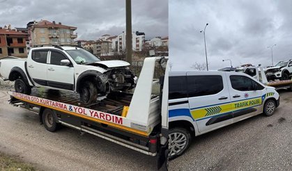 5 metrelik refüjden aşağı uçtular