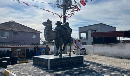 Germencik’te deve heykeli açıldı