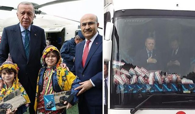 Cumhurbaşkanı Erdoğan çocuklara oyuncak Togg dağıttı