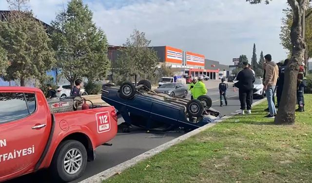 Aydın’da otomobil takla attı