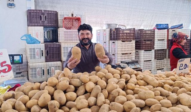 Dev patatesler pazarın ilgi odağı oldu