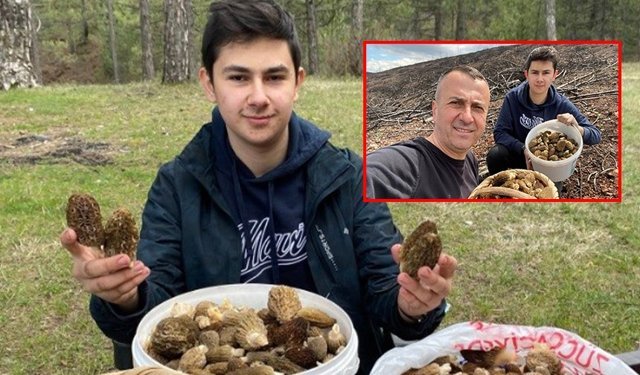 Baba ve oğlunun yüzünü güldüren mantar avı