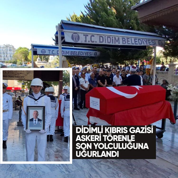 Didimli Kıbrıs Gazisi askeri törenle son yolculuğuna uğurlandı