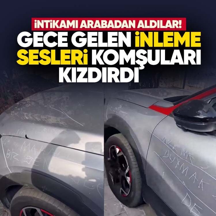 Gece gelen inleme sesleri komşuları kızdırdı.. İntikamı arabadan aldılar!