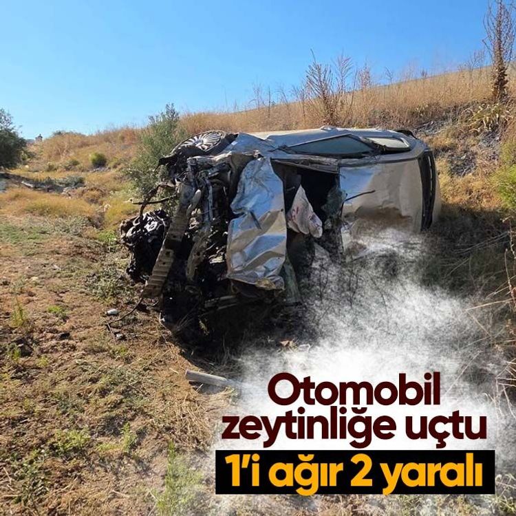 Otomobil zeytinliğe uçtu: 1’i ağır 2 yaralı