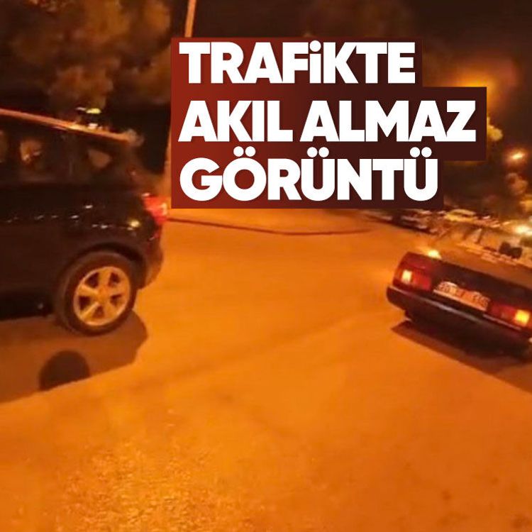 Trafikte akıl almaz görüntü