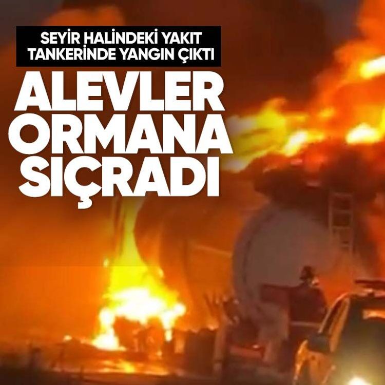Seyir halindeki yakıt tankerinde yangın çıktı, alevler ormana sıçradı
