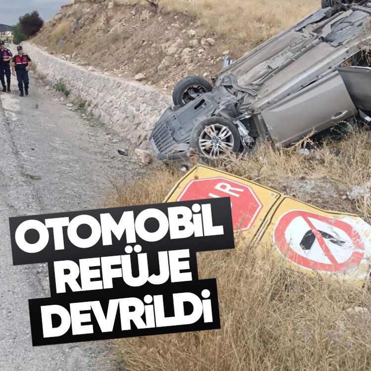 Otomobil refüje devrildi