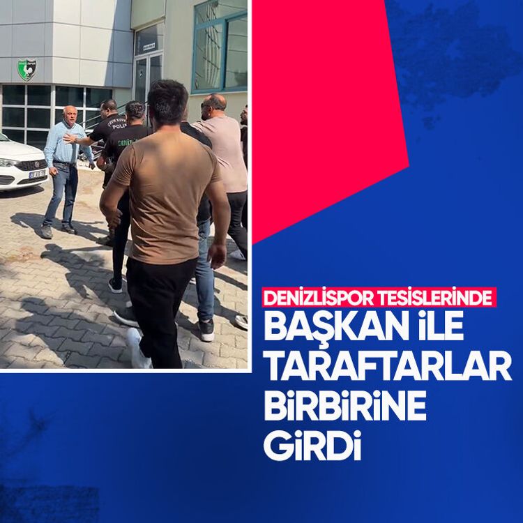 Denizlispor tesislerinde taraftarlar ile başkan birbirine girdi