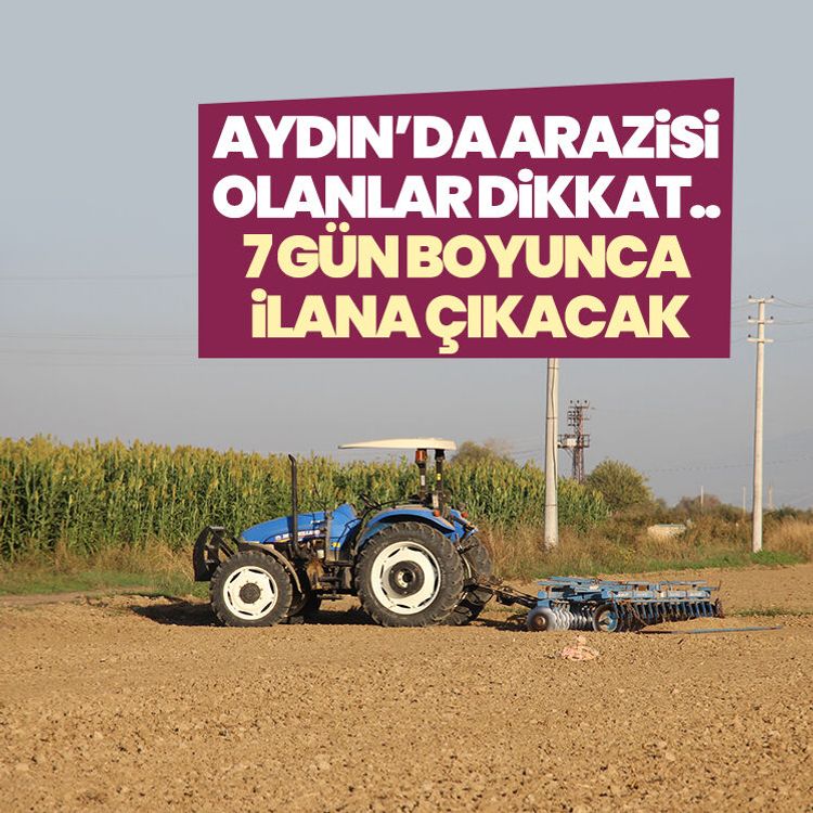 Aydın’da arazisi olanlar dikkat.. 7 gün boyunca ilana çıkacak