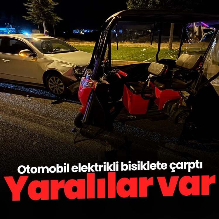 Otomobil elektrikli bisiklete çarptı, yaralılar var