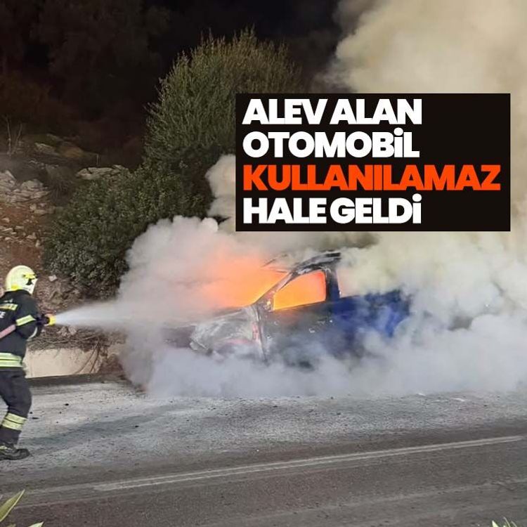 Alev alan otomobil kullanılamaz hale geldi
