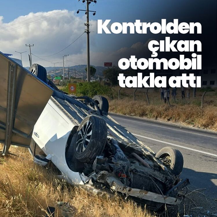 Kontrolden çıkan otomobil takla attı