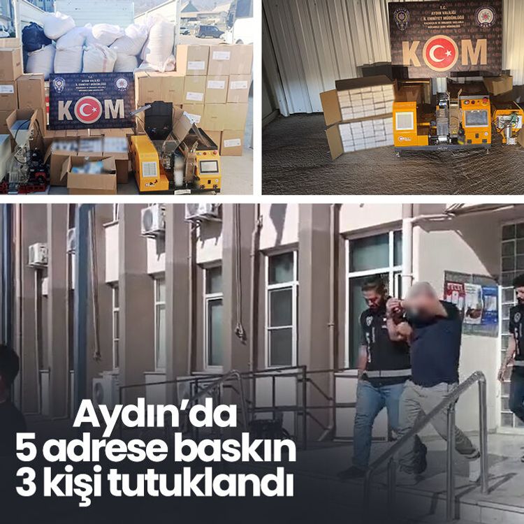 Aydın'da 5 adrese eş zamalı kaçakçılık operasyonu: 3 tutuklama
