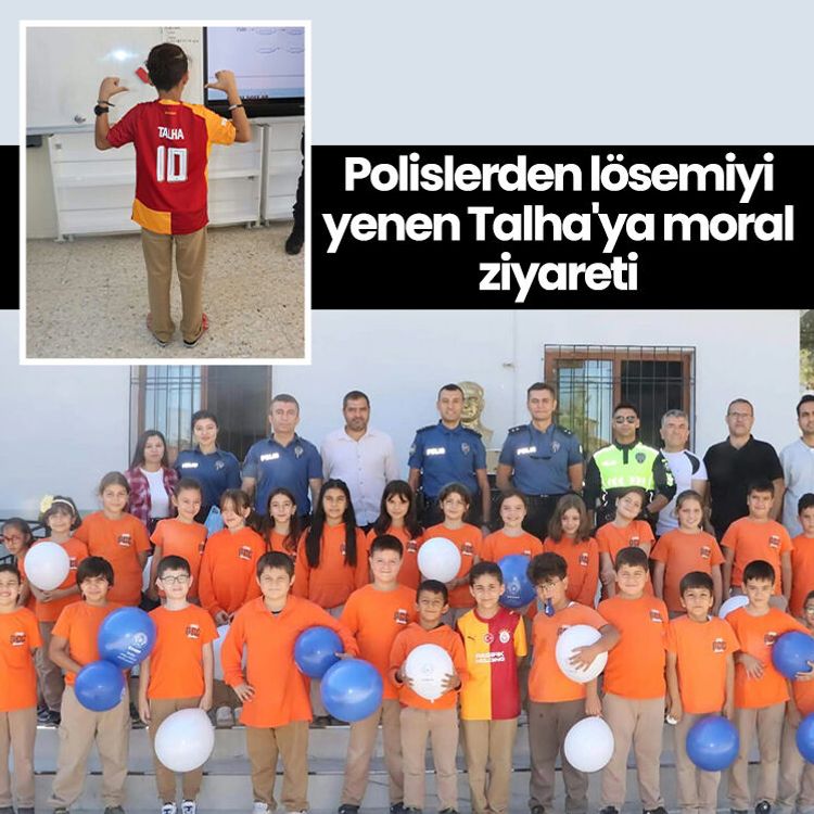 Polislerden lösemiyi yenen Talha'ya moral ziyareti