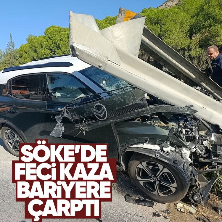 Söke’de feci kaza, bariyere çarptı