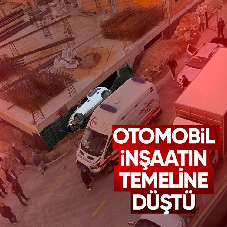 Otomobil inşaatın temeline düştü