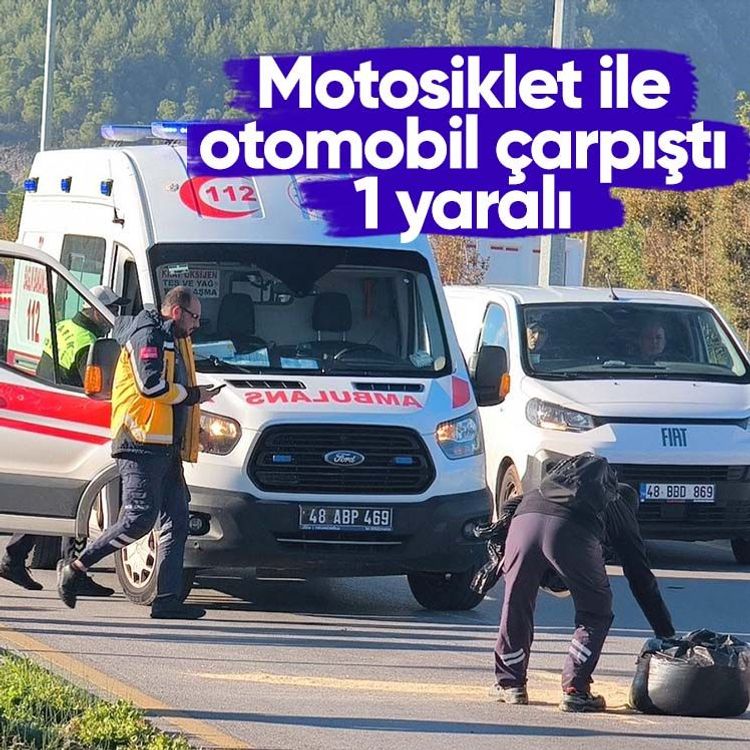 Motosiklet ile otomobil çarpıştı: 1 yaralı