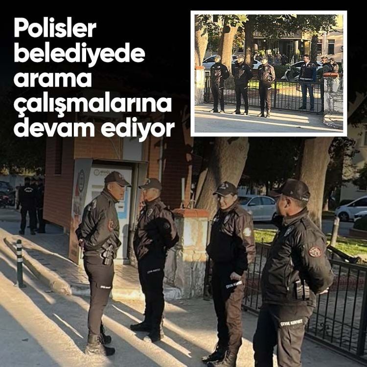 Polisler belediyede arama çalışmalarına devam ediyor