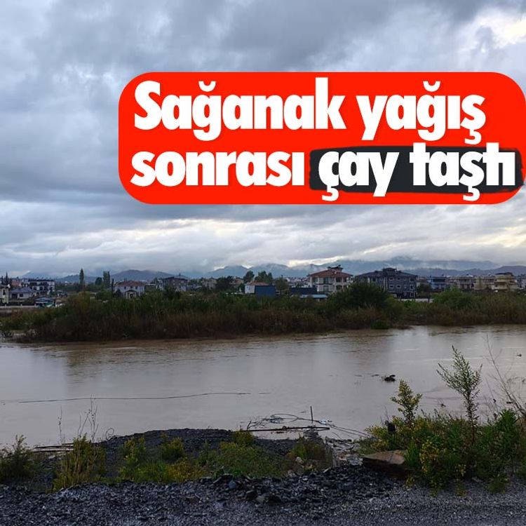 Sağanak yağış sonrası çay taştı