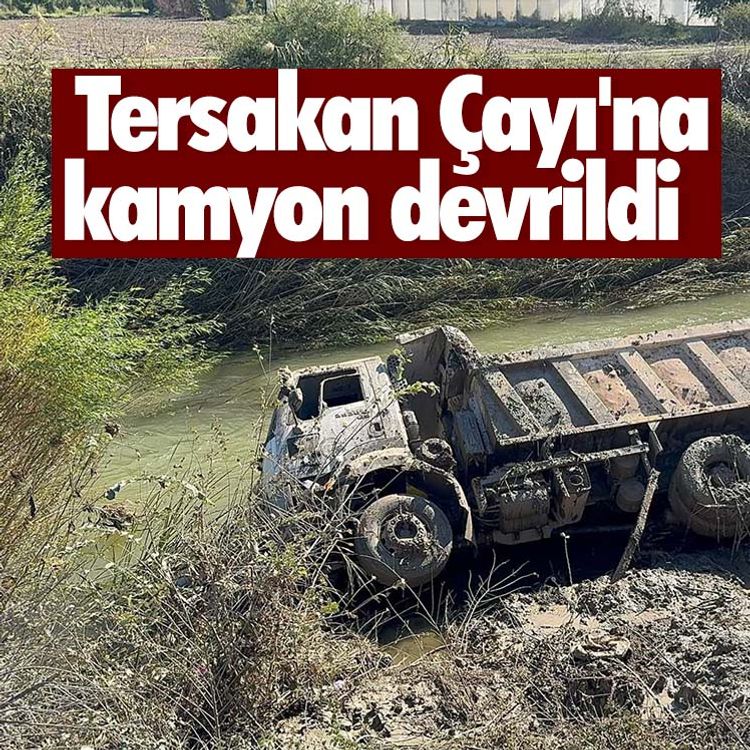 Tersakan Çayı'na kamyon devrildi