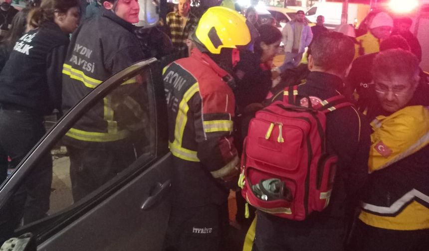 Aydın’da takla atan araç bankaya girdi