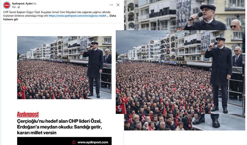 Kuşadası mitingi boş kalınca CHP’ye yakın Aydınpost yapay zekadan yardım aldı, görüntüler güldürdü