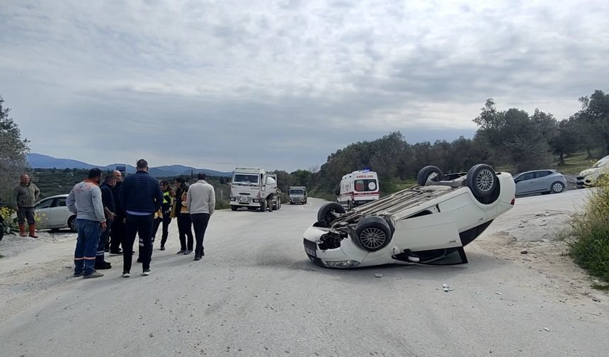 Aydın’da 80 yaşındaki sürücü takla atan araçtan sağ çıktı
