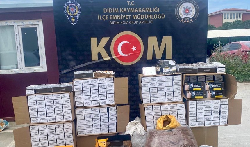 Didim’de 195 bin 900 adet doldurulmuş makaron ele geçirildi