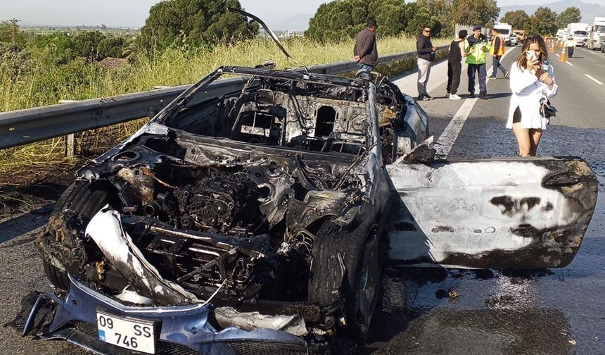 Germencik’te araç küle döndü