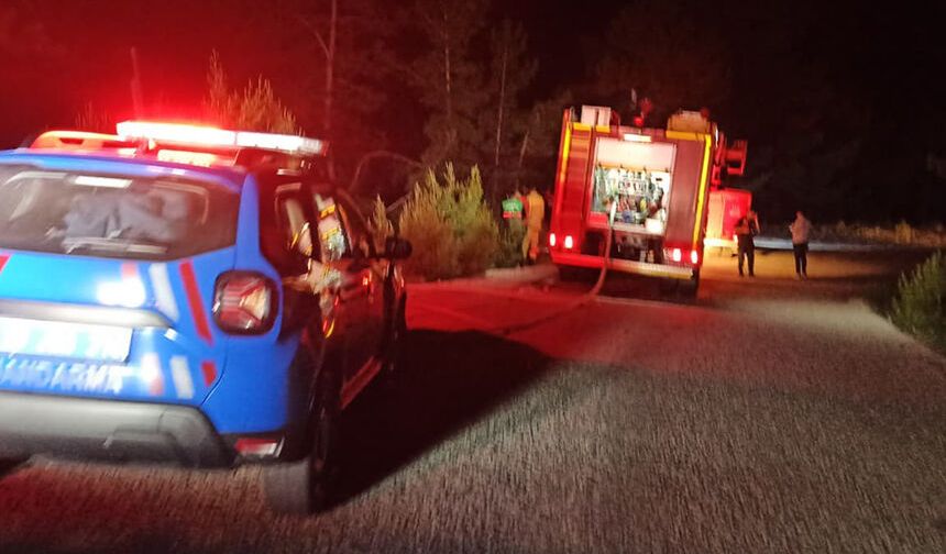 Şarampole yuvarlandı, yangına neden oldu