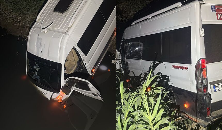 Aydın’da yolcu minibüsü dereye yuvarlandı