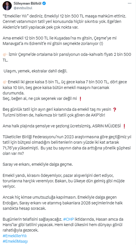 Chp’li Bülbül Chp Iktidarında Hasan Amca Da Hans’lar Gibi Tatilini Yapacak-1