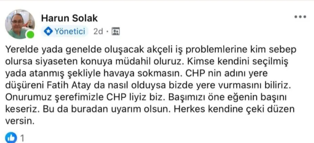 Chp Efeler Karıştı, Ilçe Başkan Yardımcısından ‘Akçeli Iş’ Mesajı-1