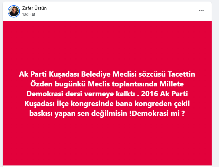 Kuşadası’nda Ak Partili Eski Meclis Üyesinden Tacettin Özden’e Tepki Sen Değil Misin-1