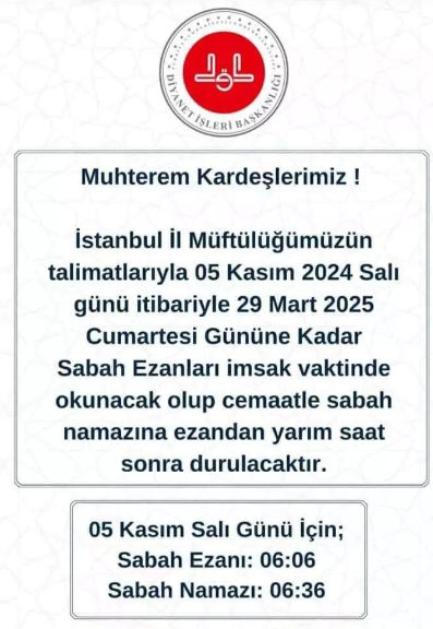 Sabah Namazı Saati Değişti-1