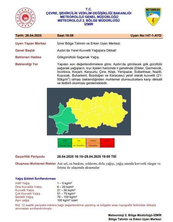 Aydın’a Sarı Kodlu Uyarı Geldi.. Meteoroloji Uyardı (3)