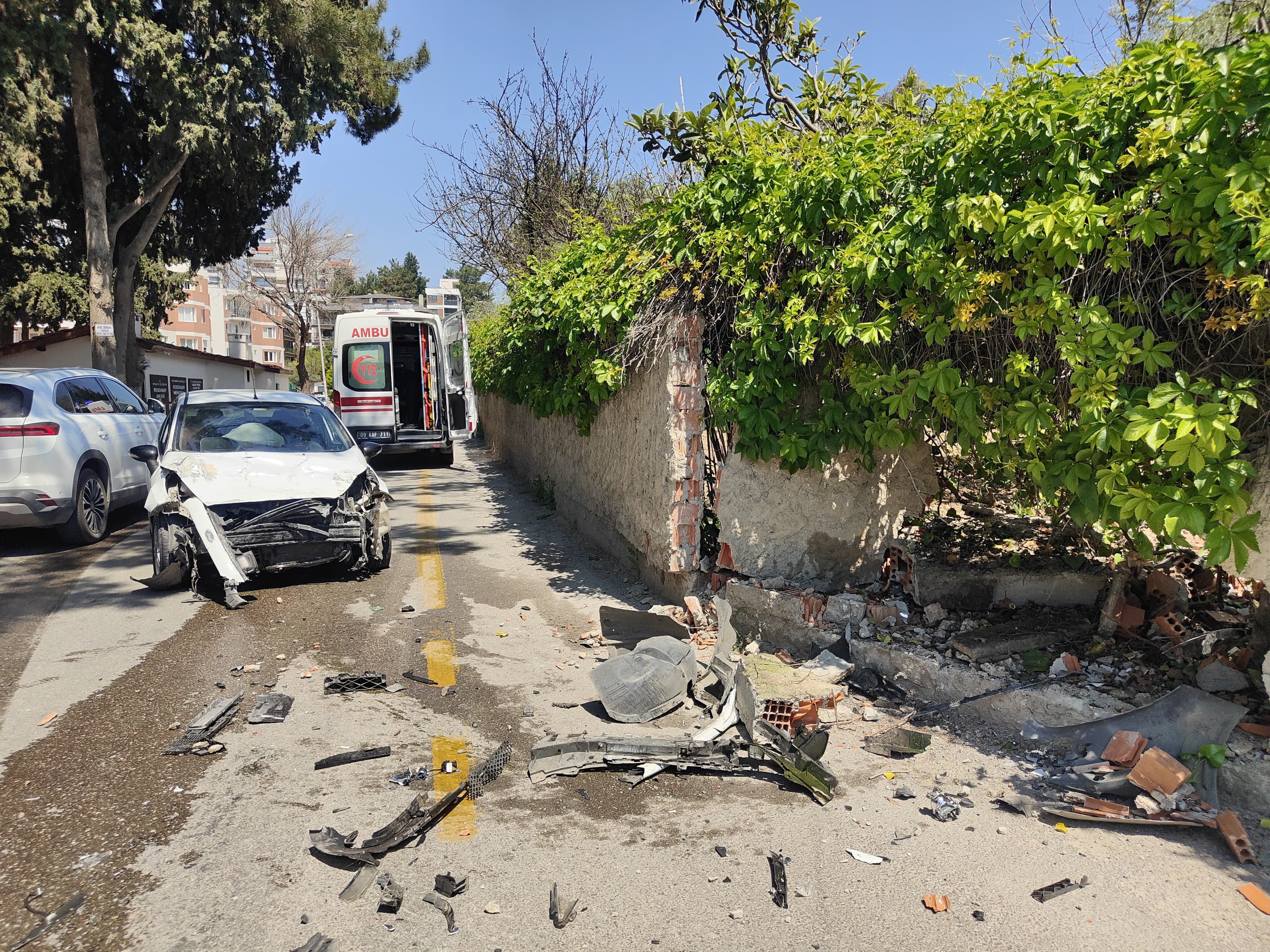 Aydın’da Otomobil Bahçe Duvarına Çarptı