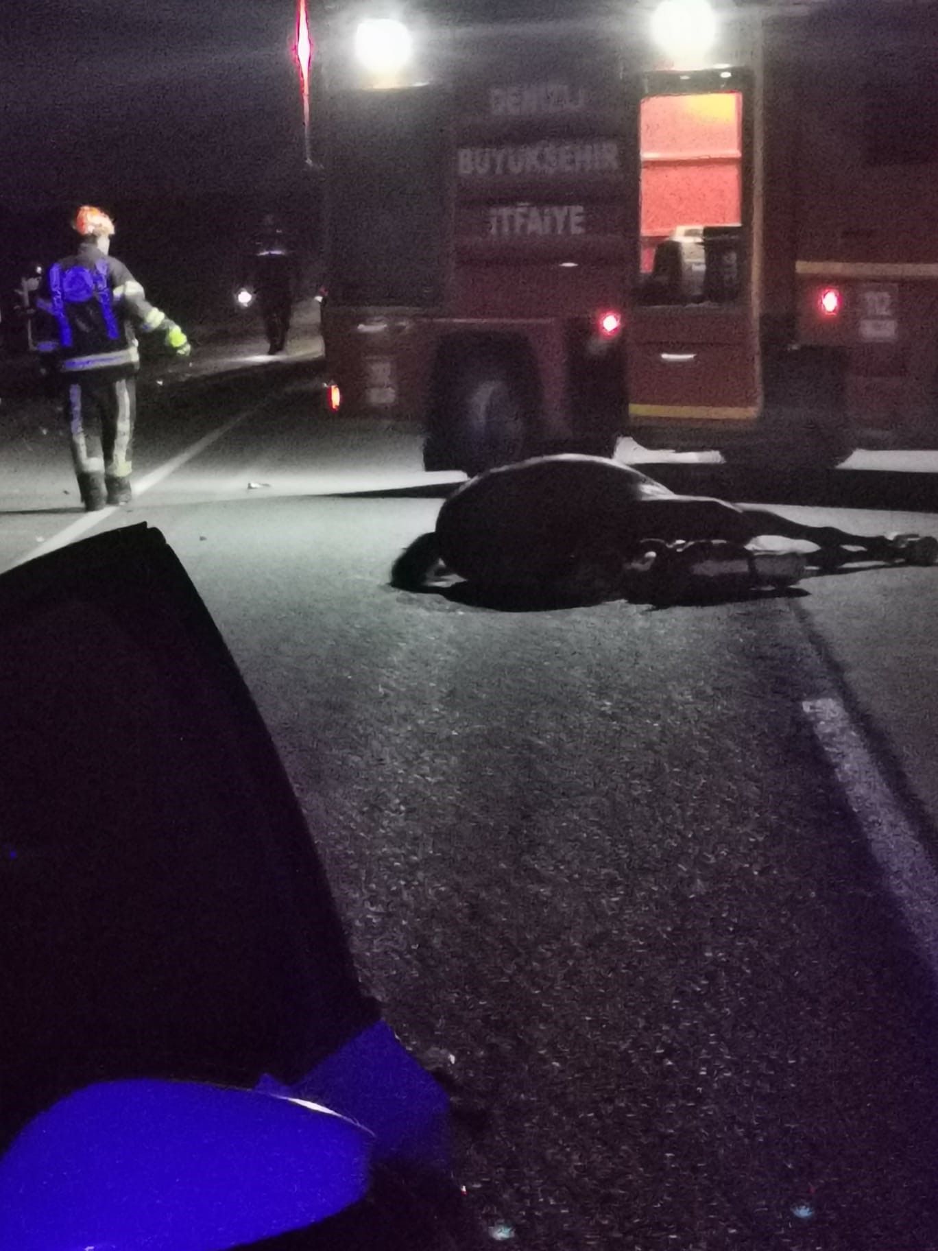 Denizli’de Başıboş Ata Çarpan Otomobil Takla Attı (3)